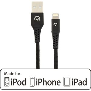 Mobilize Nylon Braided Charge/Sync Cable Apple MFi Lightning 2.4A 20cm. Black