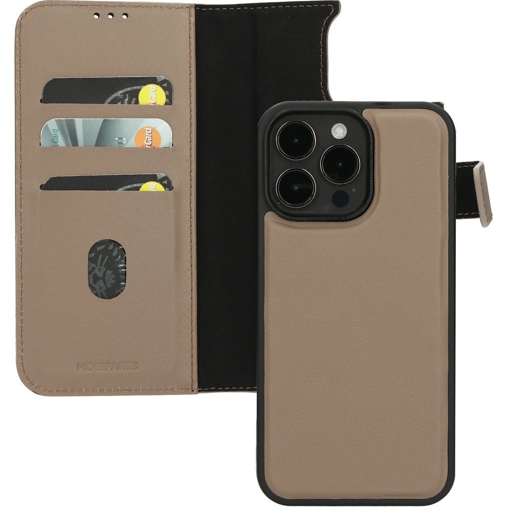 Mobiparts Leather 2 in 1 Wallet Case Apple iPhone 15 Pro Max Taupe