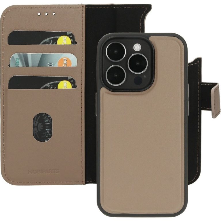 Mobiparts Leather 2 in 1 Wallet Case Apple iPhone 15 Pro Taupe