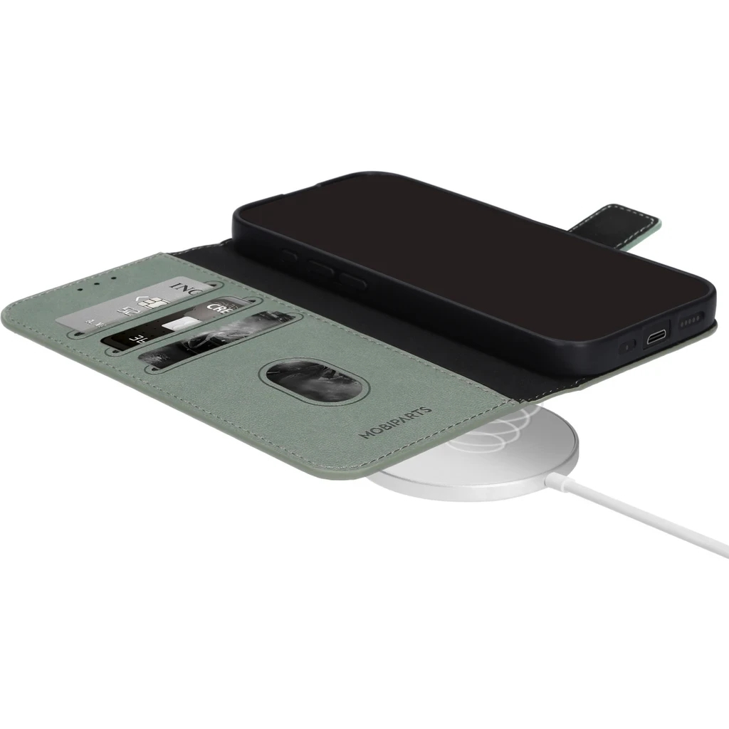 Mobiparts Classic Wallet Case Apple iPhone 16e Stone Green (MagSafe Compatible)